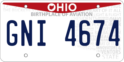 OH license plate GNI4674