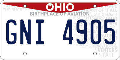 OH license plate GNI4905