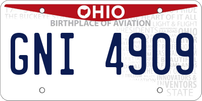 OH license plate GNI4909