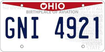 OH license plate GNI4921