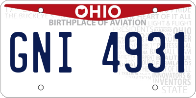 OH license plate GNI4931