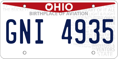 OH license plate GNI4935