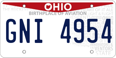 OH license plate GNI4954