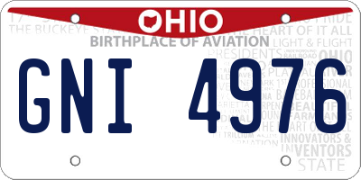 OH license plate GNI4976