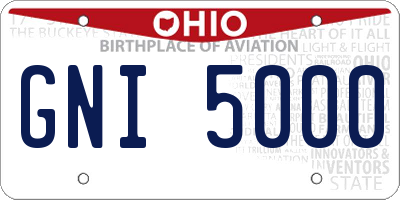 OH license plate GNI5000