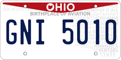 OH license plate GNI5010