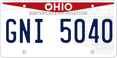 OH license plate GNI5040