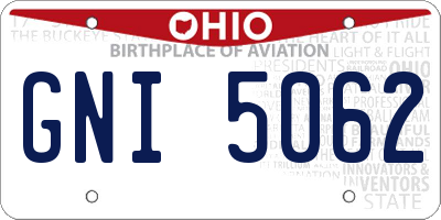 OH license plate GNI5062