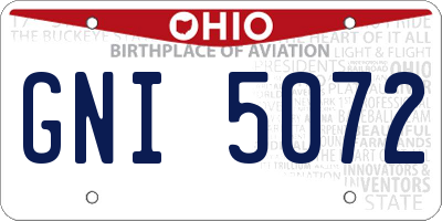 OH license plate GNI5072