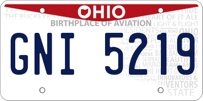 OH license plate GNI5219