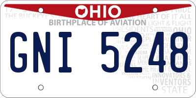 OH license plate GNI5248