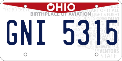 OH license plate GNI5315