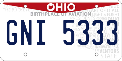 OH license plate GNI5333