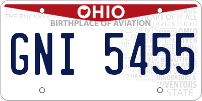 OH license plate GNI5455