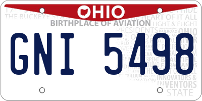 OH license plate GNI5498
