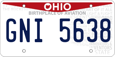 OH license plate GNI5638