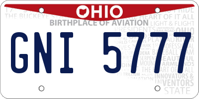 OH license plate GNI5777