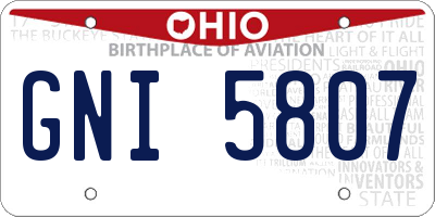 OH license plate GNI5807
