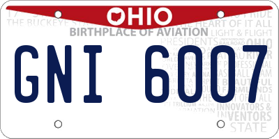 OH license plate GNI6007