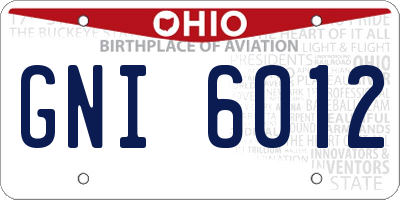 OH license plate GNI6012