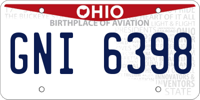 OH license plate GNI6398