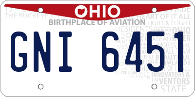 OH license plate GNI6451