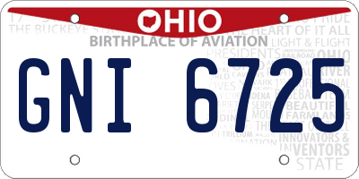 OH license plate GNI6725