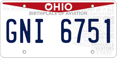 OH license plate GNI6751