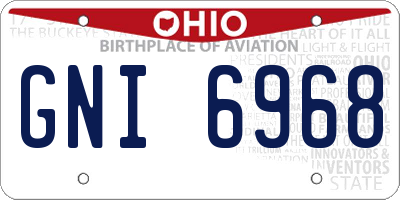 OH license plate GNI6968