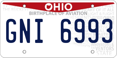 OH license plate GNI6993