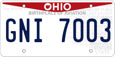 OH license plate GNI7003