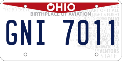 OH license plate GNI7011