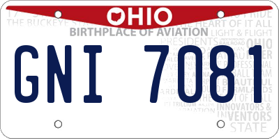 OH license plate GNI7081