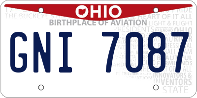 OH license plate GNI7087