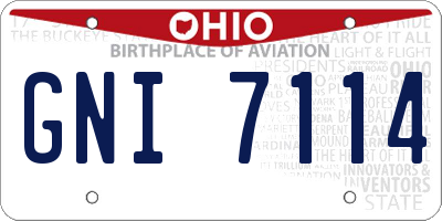 OH license plate GNI7114