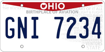 OH license plate GNI7234