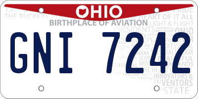 OH license plate GNI7242