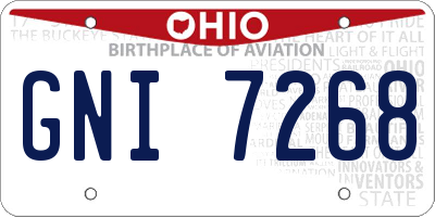 OH license plate GNI7268