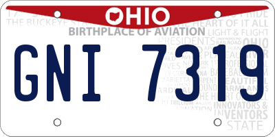 OH license plate GNI7319