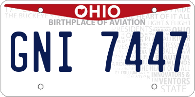 OH license plate GNI7447