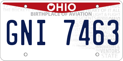 OH license plate GNI7463