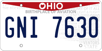 OH license plate GNI7630