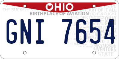 OH license plate GNI7654