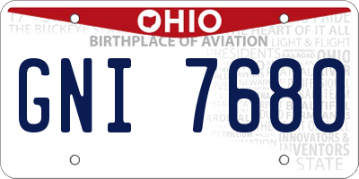 OH license plate GNI7680