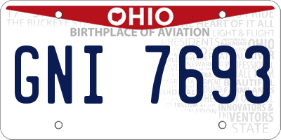 OH license plate GNI7693