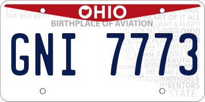 OH license plate GNI7773