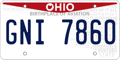 OH license plate GNI7860