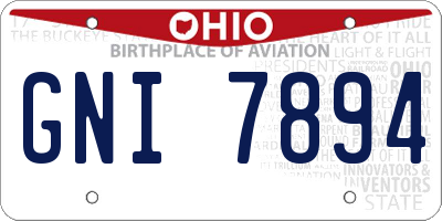OH license plate GNI7894