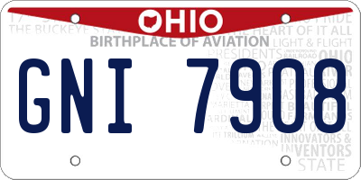 OH license plate GNI7908