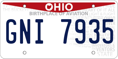 OH license plate GNI7935